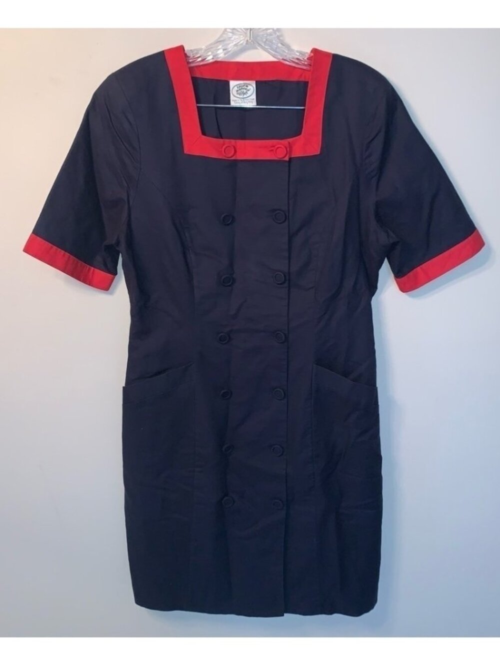 Laura Ashley Vintage Linen And Cotton Sailor Style Red Navy Dress 10